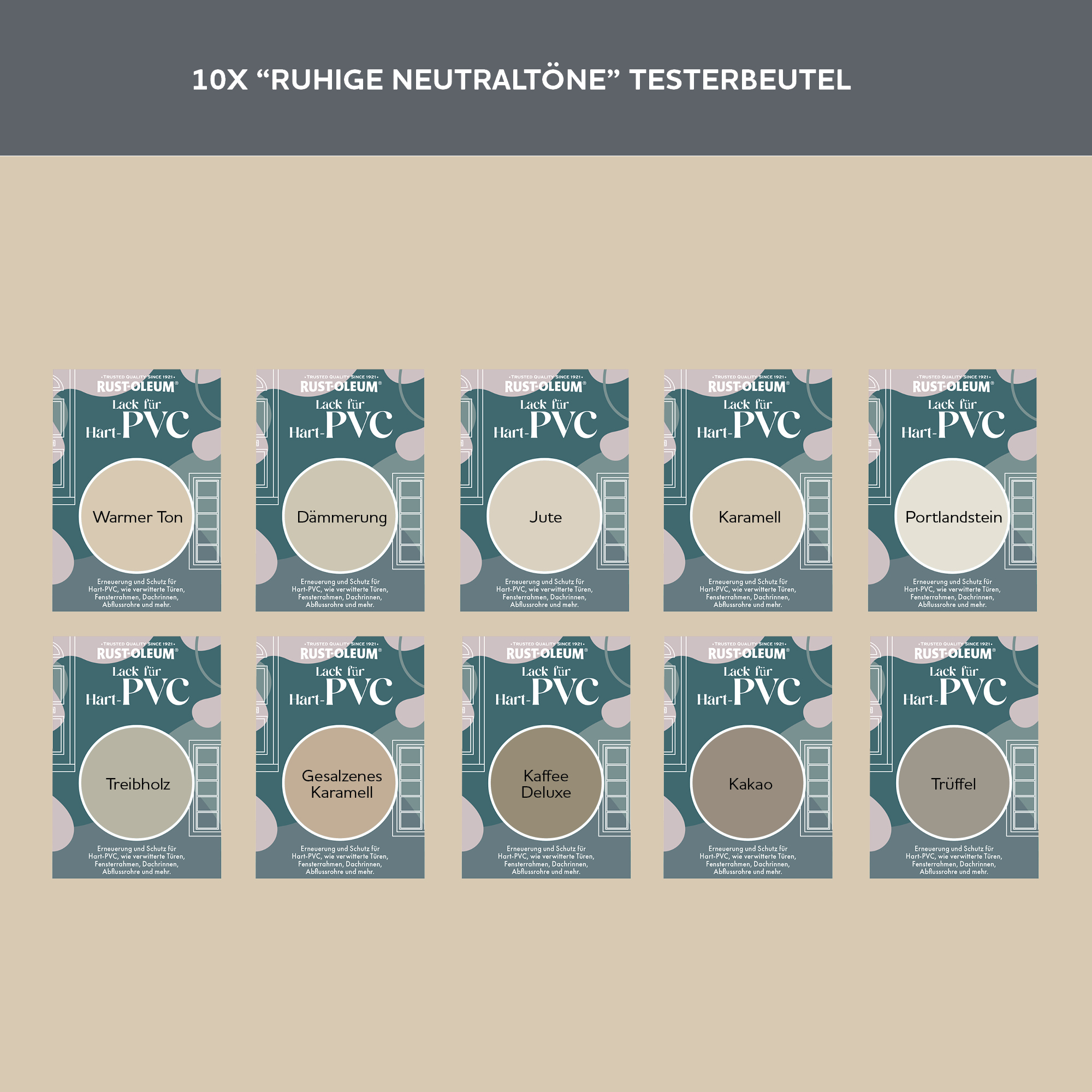 PVC-Lack Testerbox  -  Ruhige Neutraltöne