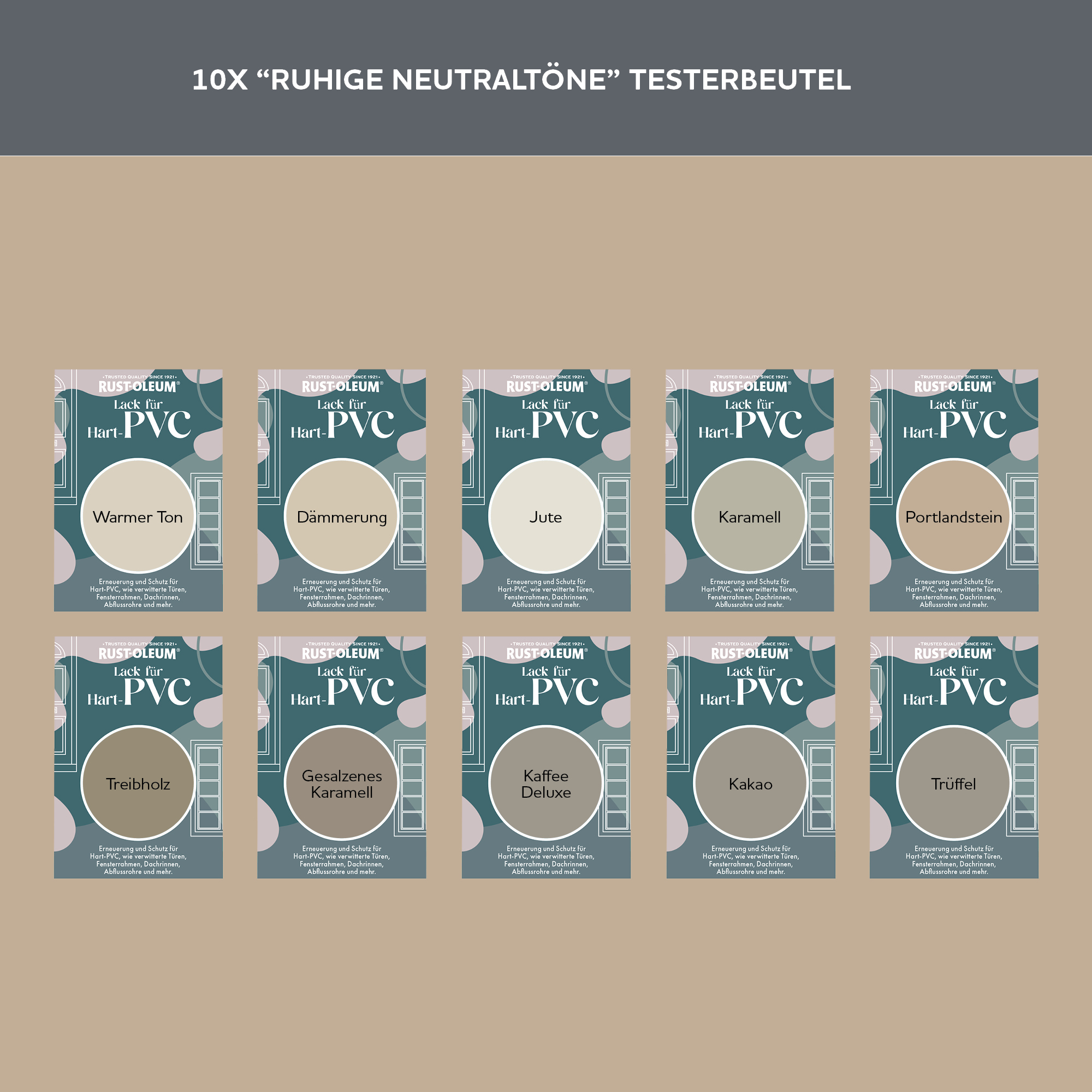 PVC-Lack Testerbox  -  Ruhige Neutraltöne