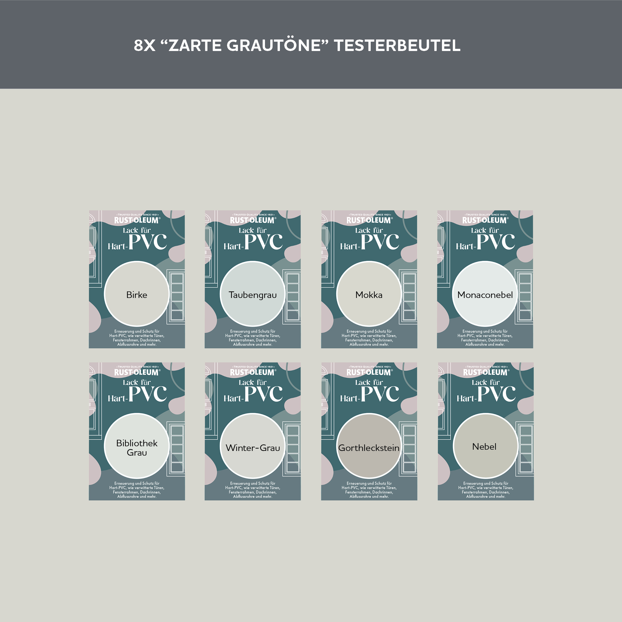 PVC-Lack Testerbox -  Zarte Grautöne