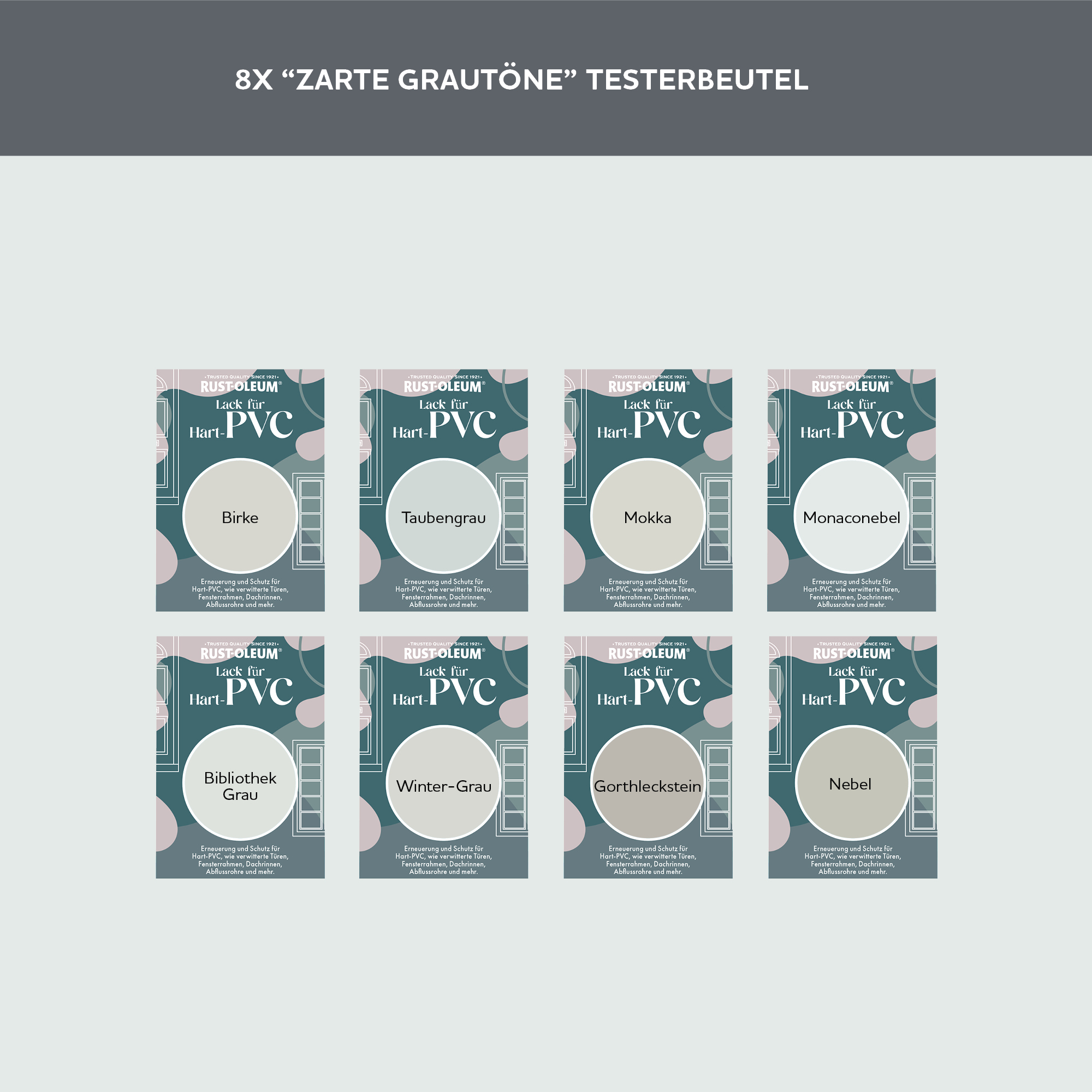 PVC-Lack Testerbox -  Zarte Grautöne