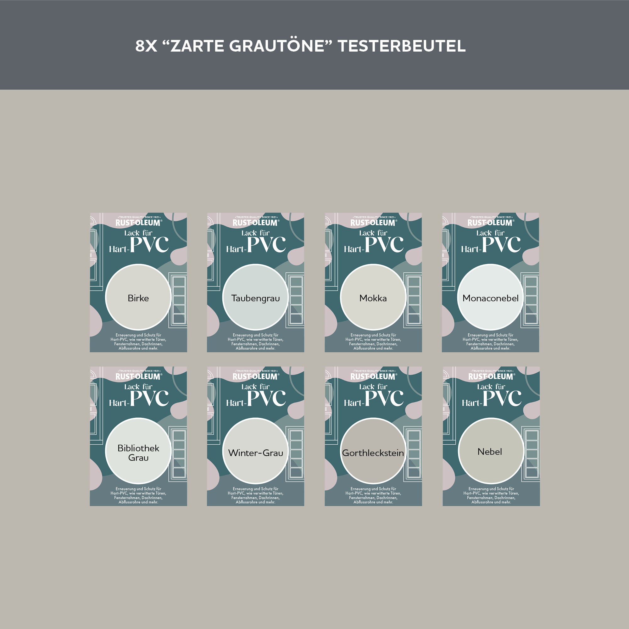 PVC-Lack Testerbox -  Zarte Grautöne