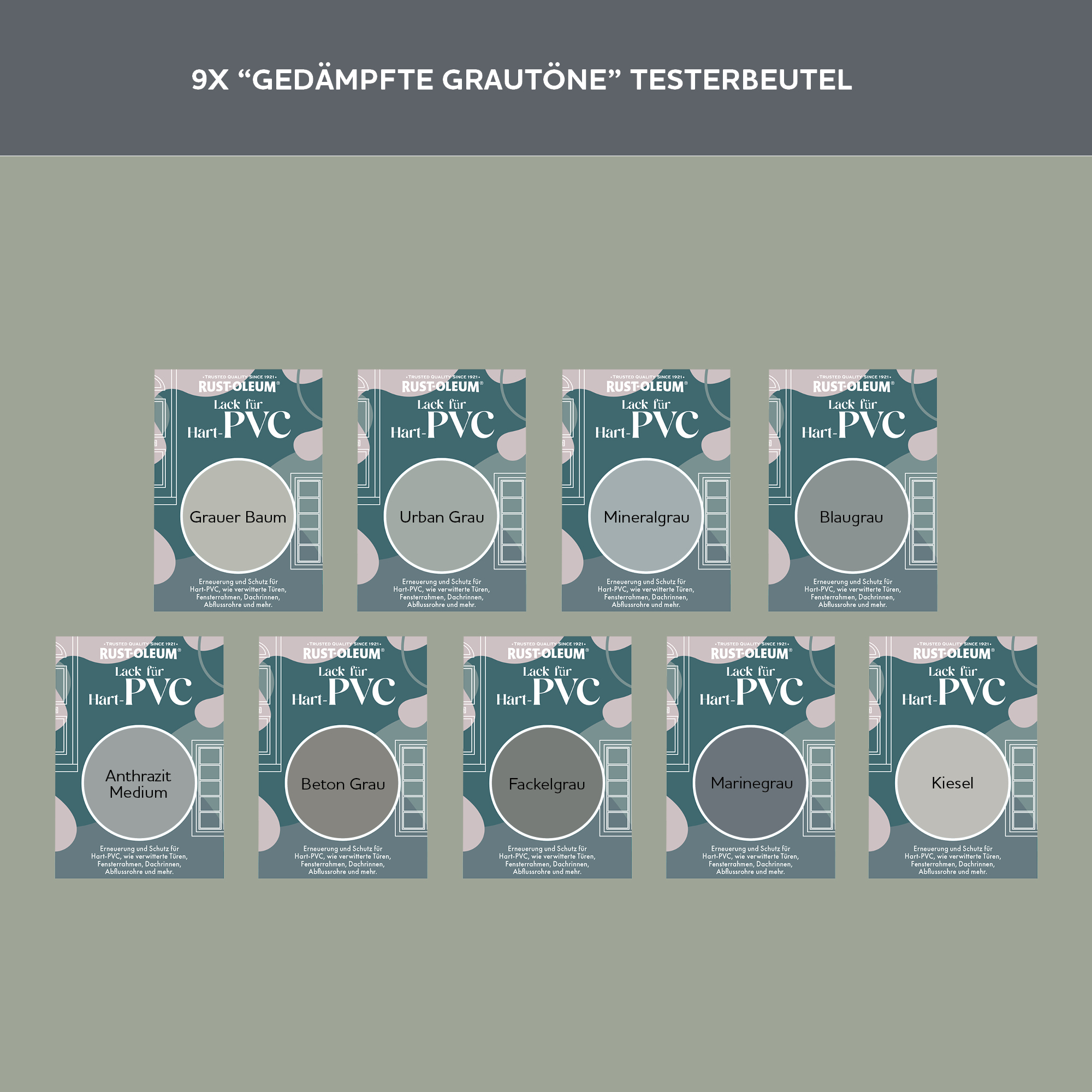 PVC-Lack Testerbox-  Gedämpfte Grautöne