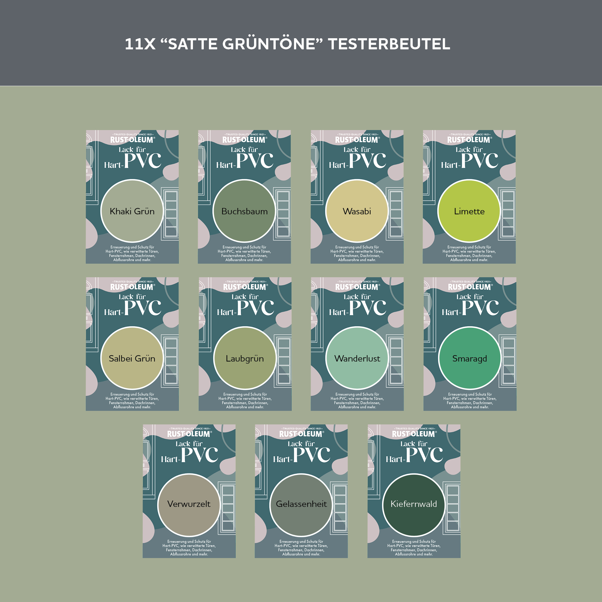 PVC-Lack Testerbox  -  Satte Grüntöne