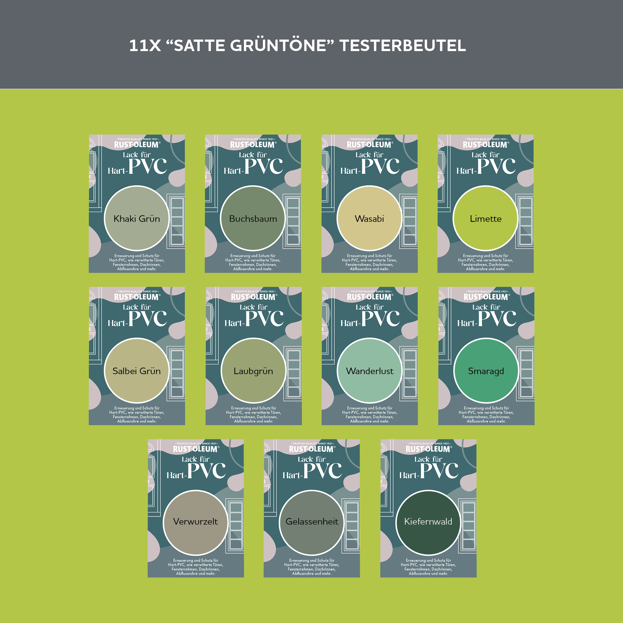 PVC-Lack Testerbox  -  Satte Grüntöne