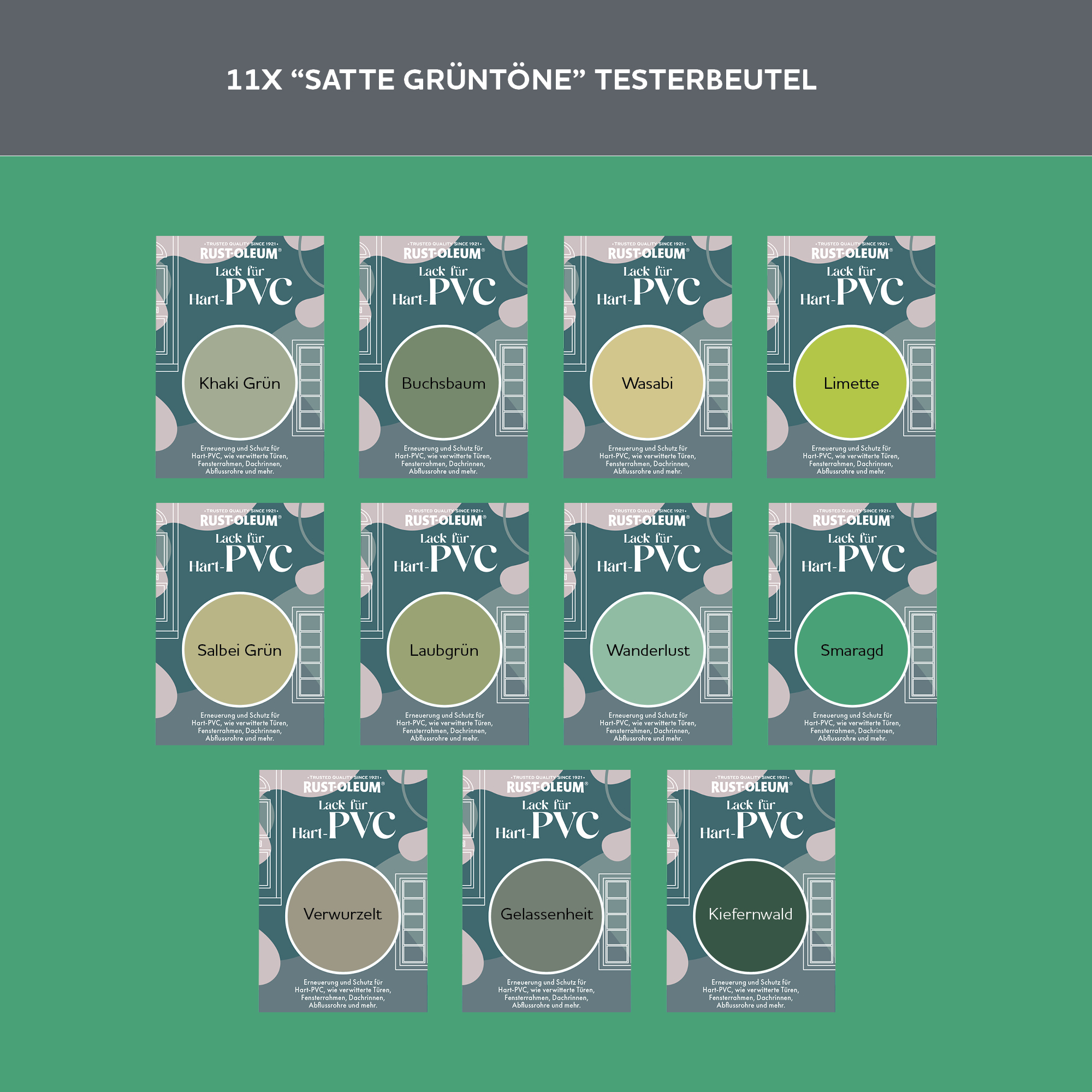 PVC-Lack Testerbox  -  Satte Grüntöne