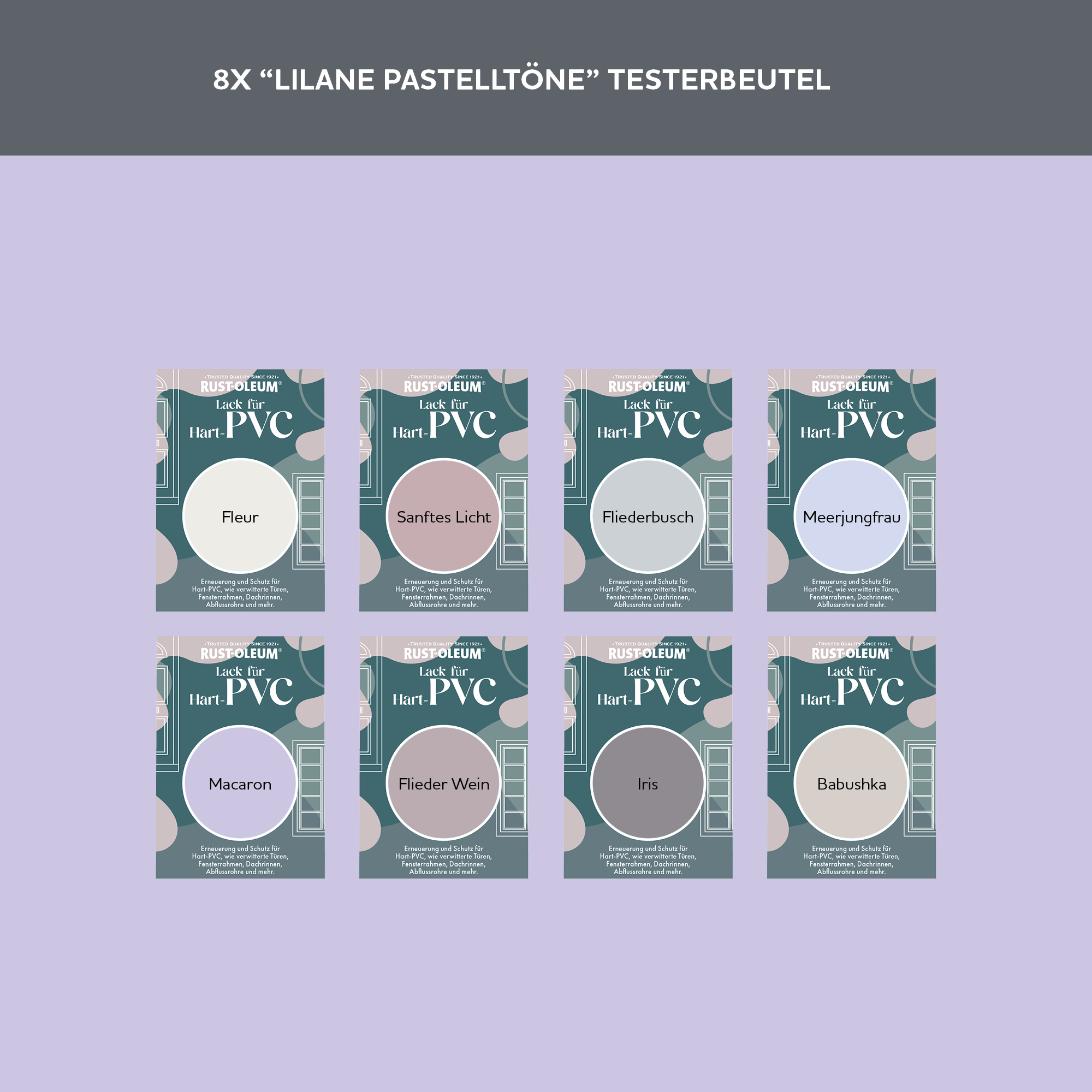 PVC-Lack Testerbox  -  Lilane Pastelltöne