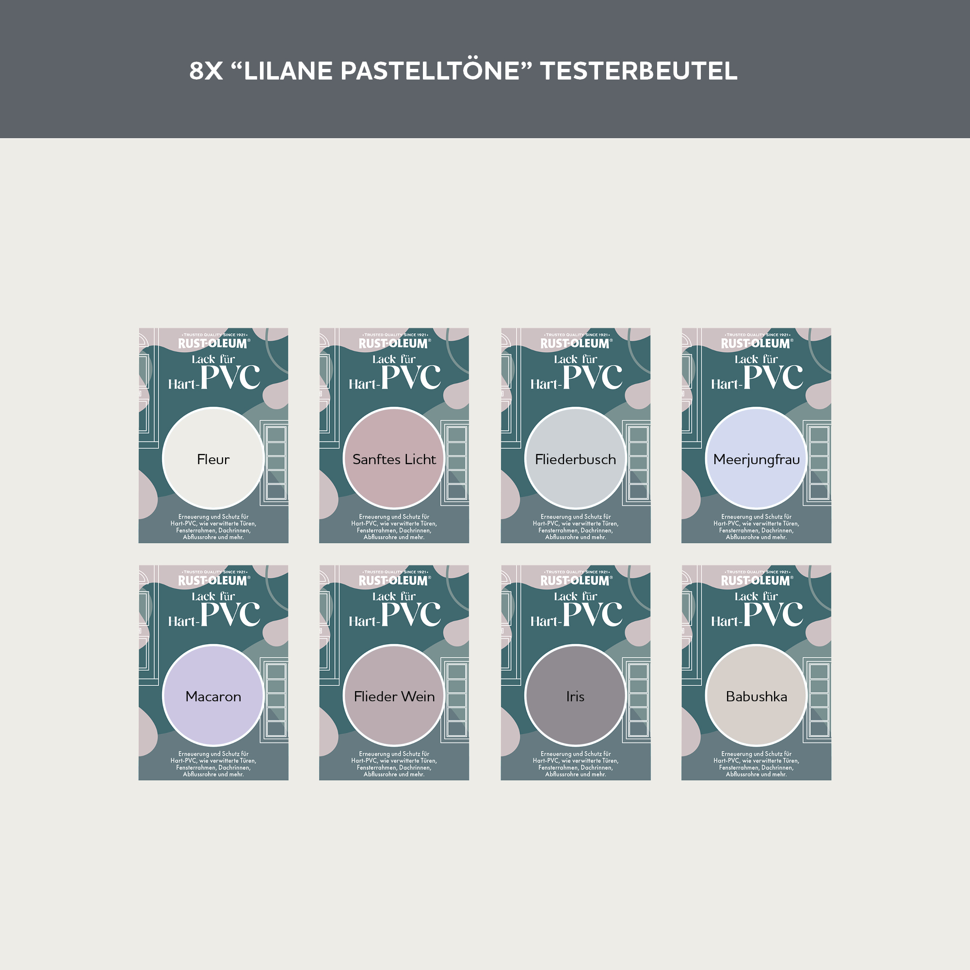 PVC-Lack Testerbox  -  Lilane Pastelltöne