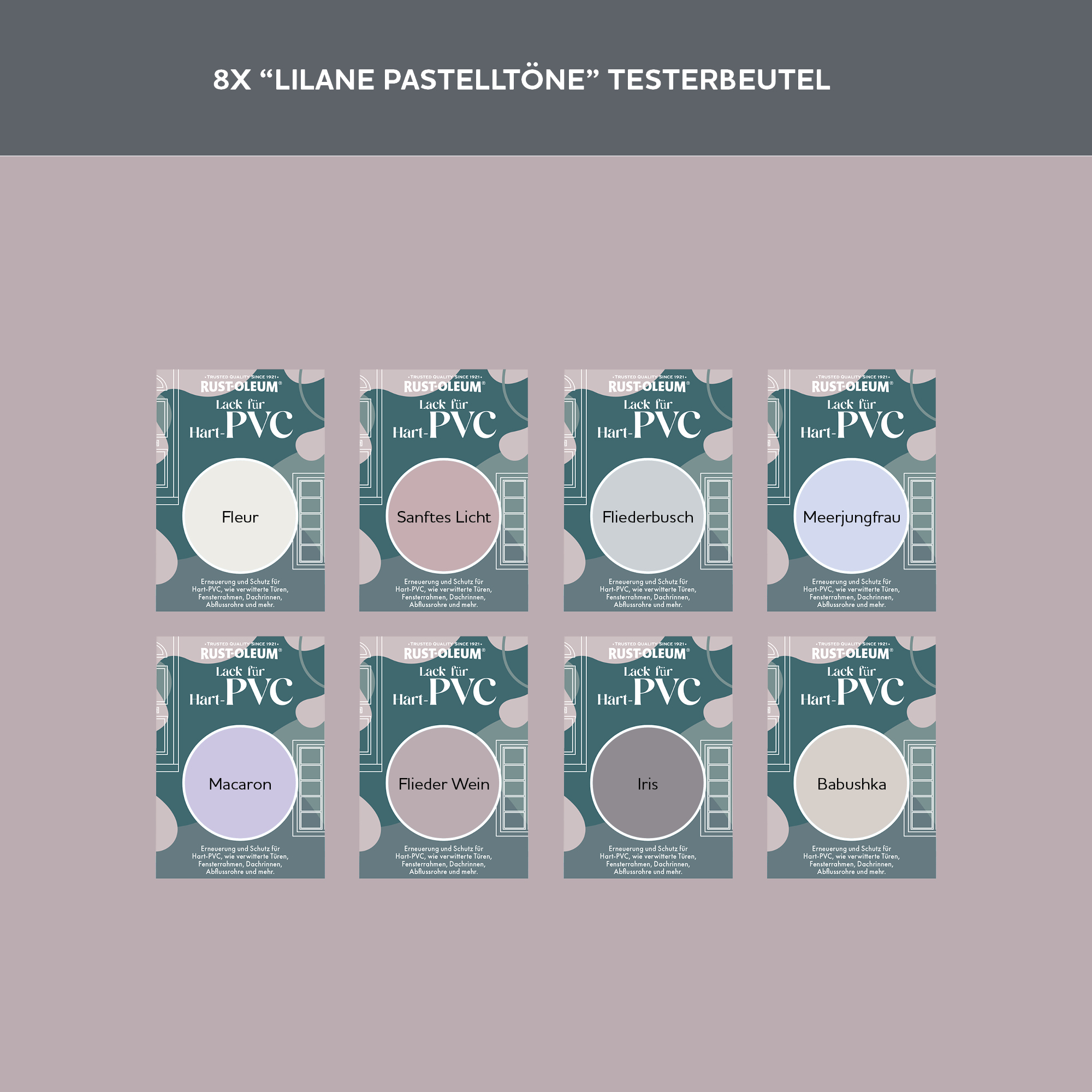 PVC-Lack Testerbox  -  Lilane Pastelltöne