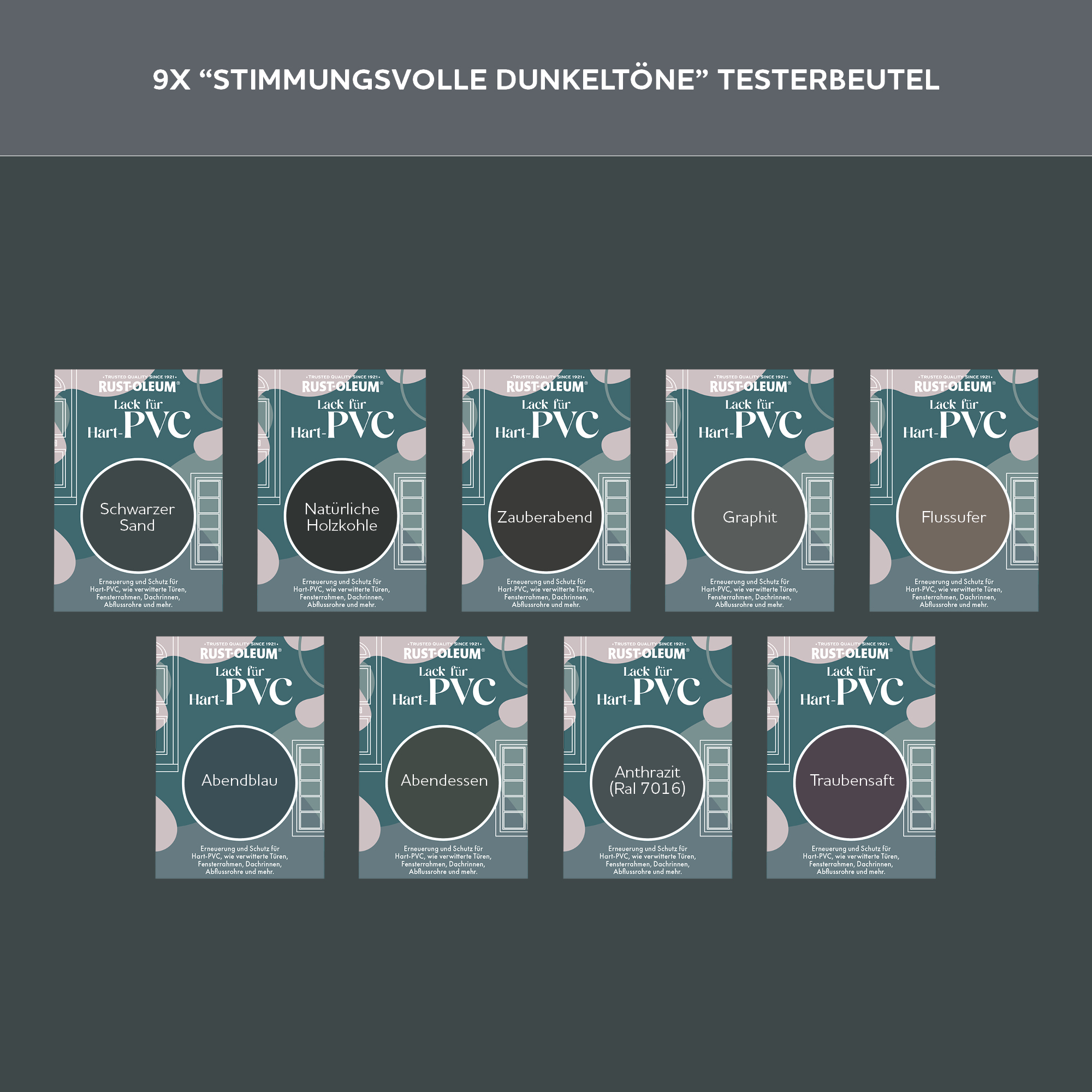 PVC-Lack Testerbox - Stimmungsvolle Dunkeltöne