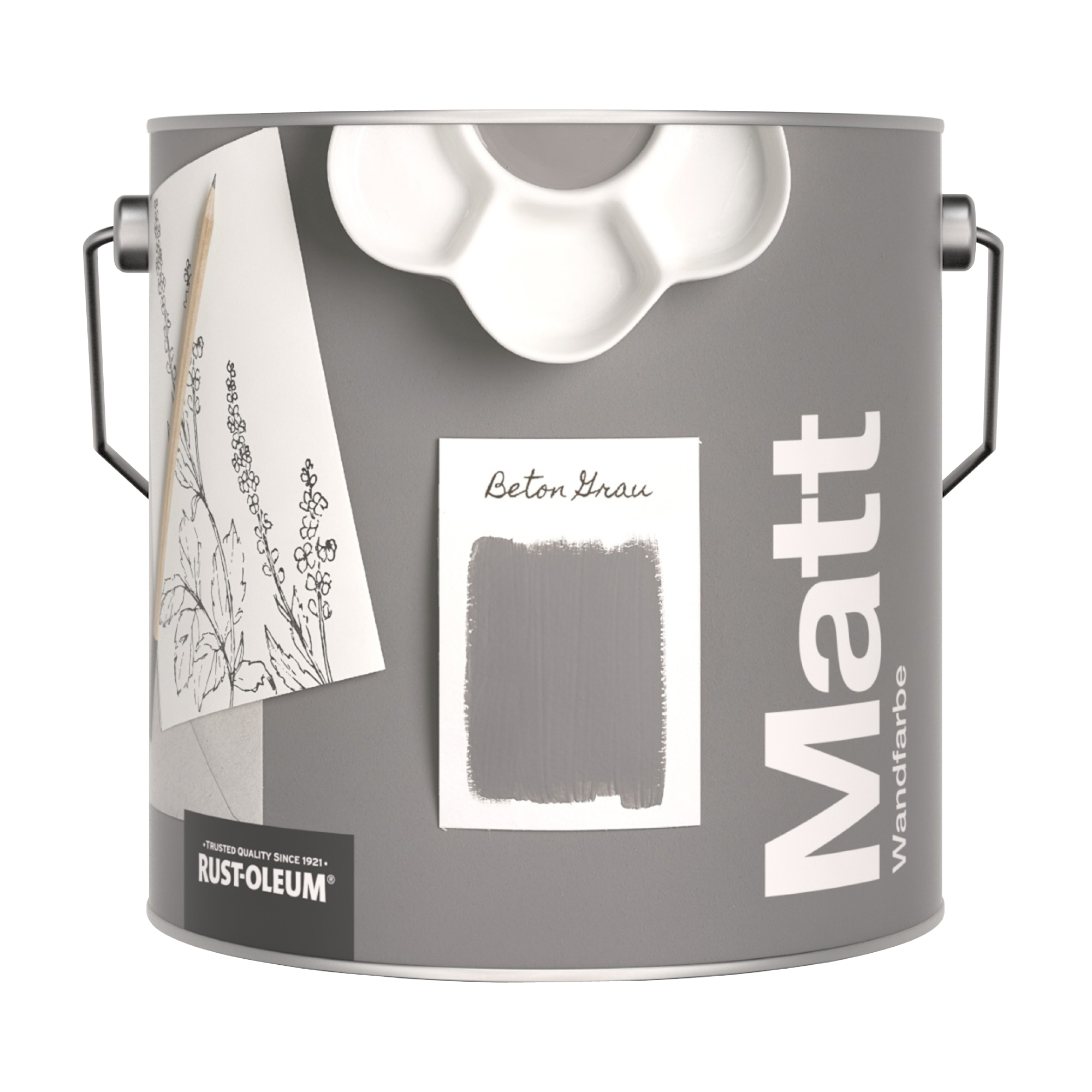 Abwaschbare matte Wandfarbe - Beton Grau 2.5L