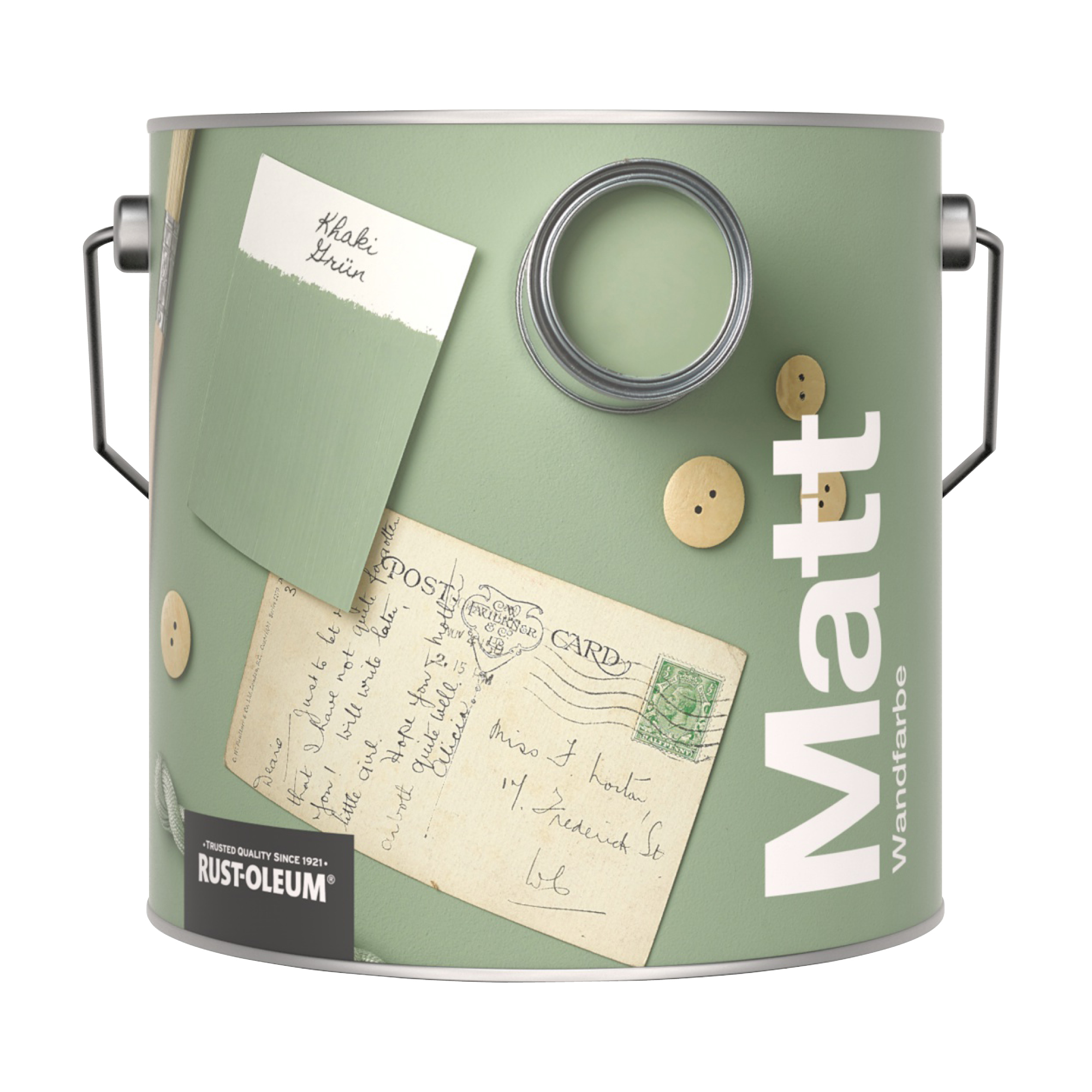 Abwaschbare matte Wandfarbe - Khaki Grün 2.5L