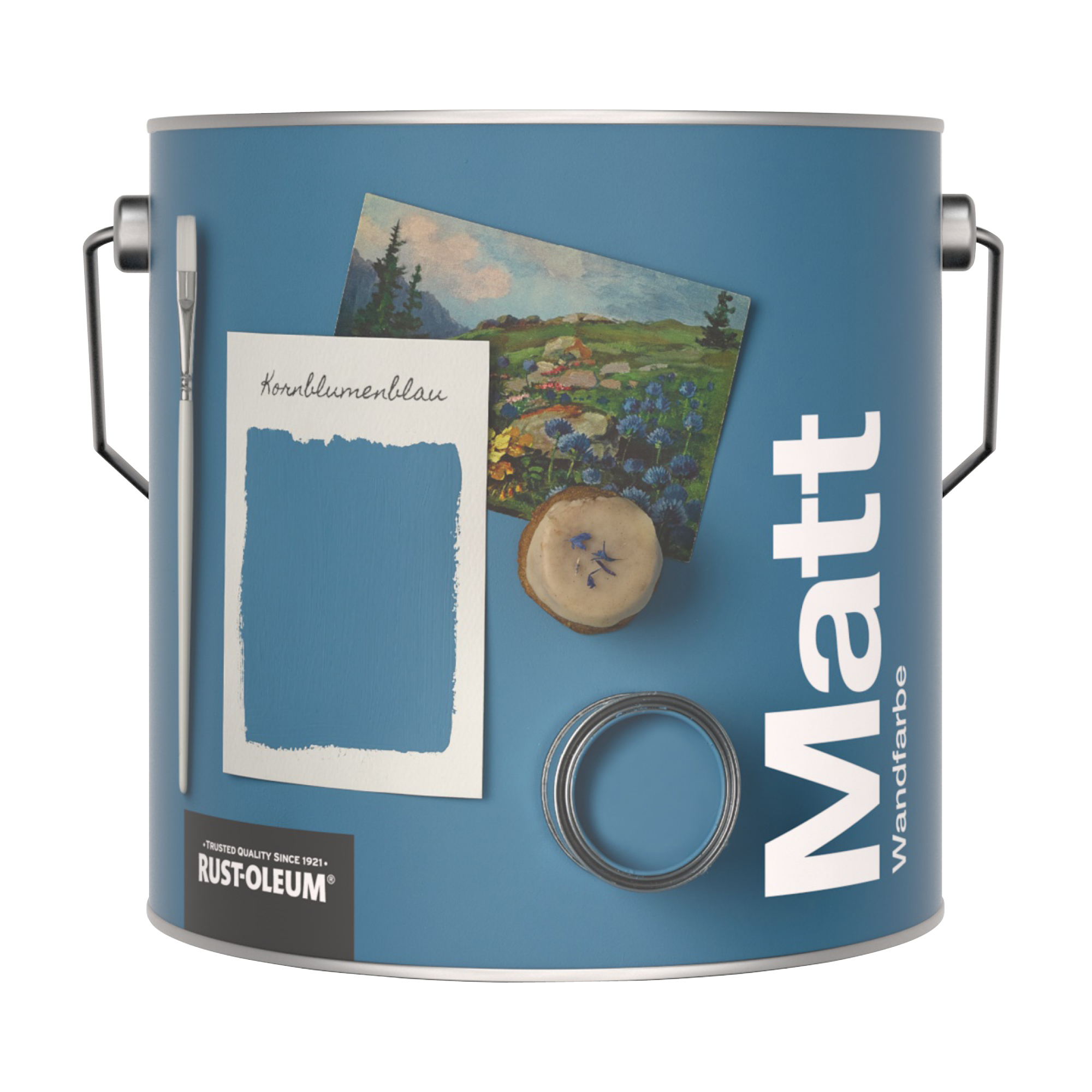 Abwaschbare matte Wandfarbe - Kornblumenblau 2.5L