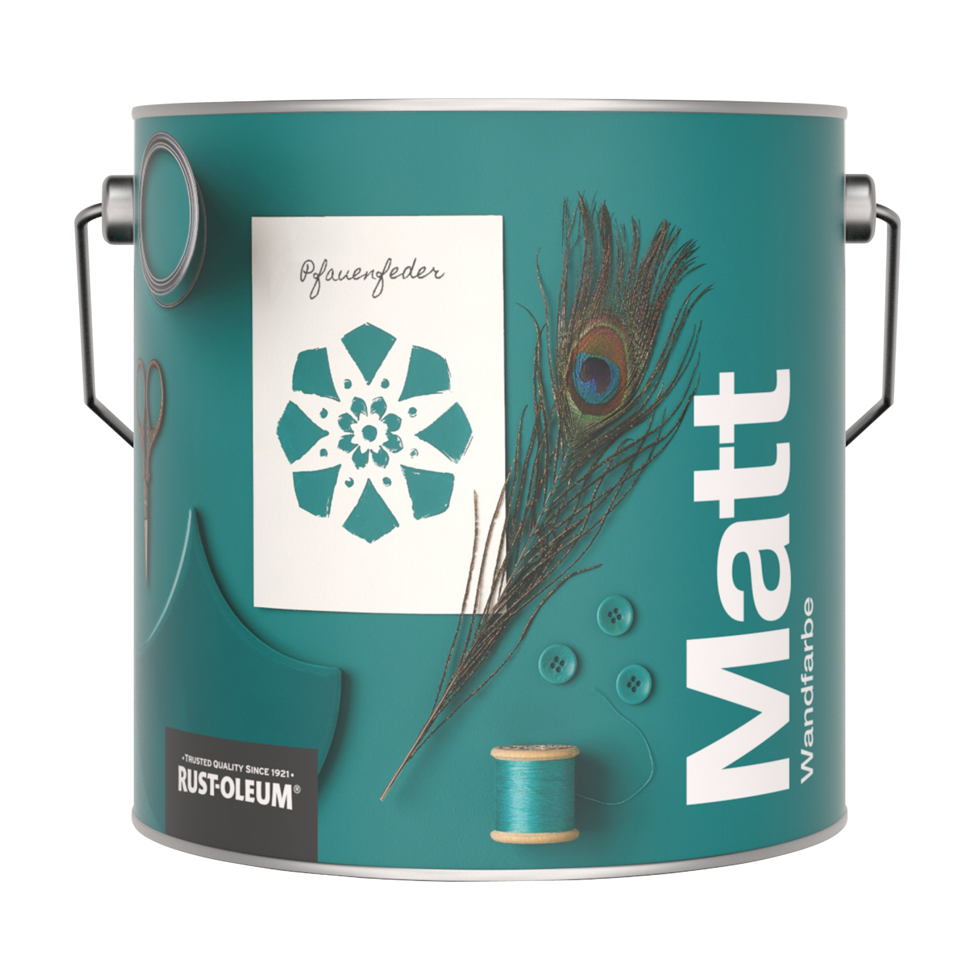 Abwaschbare matte Wandfarbe - Pfauenfeder 2.5L