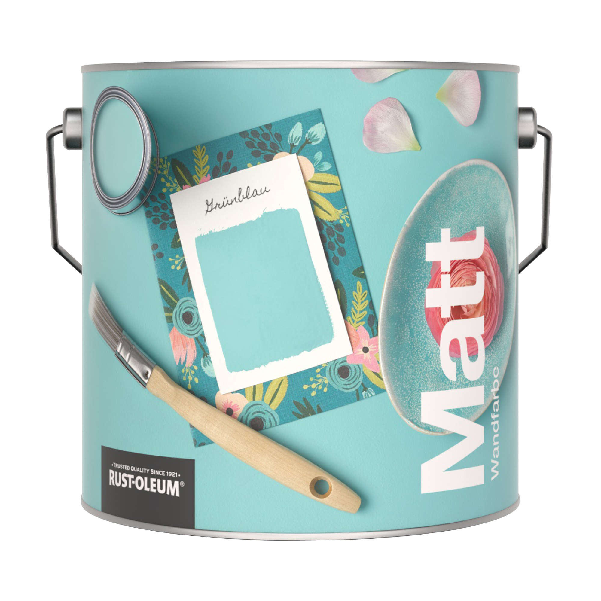 Abwaschbare matte Wandfarbe - Grünblau 2.5L