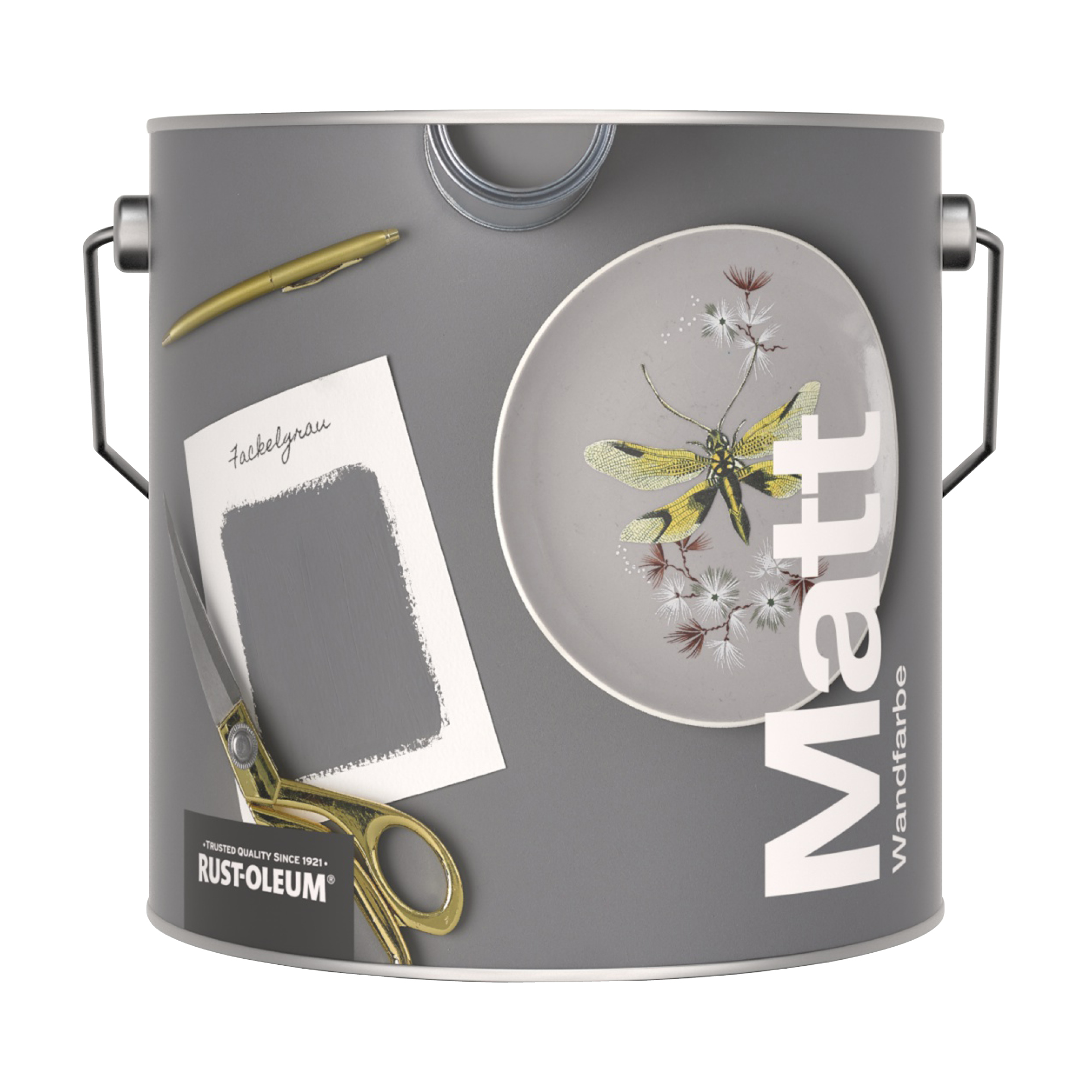 Abwaschbare matte Wandfarbe - Fackelgrau 2.5L