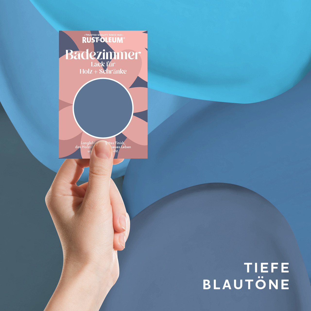 Badezimmer Holz und Schränke Testerbox - Tiefe Blautöne