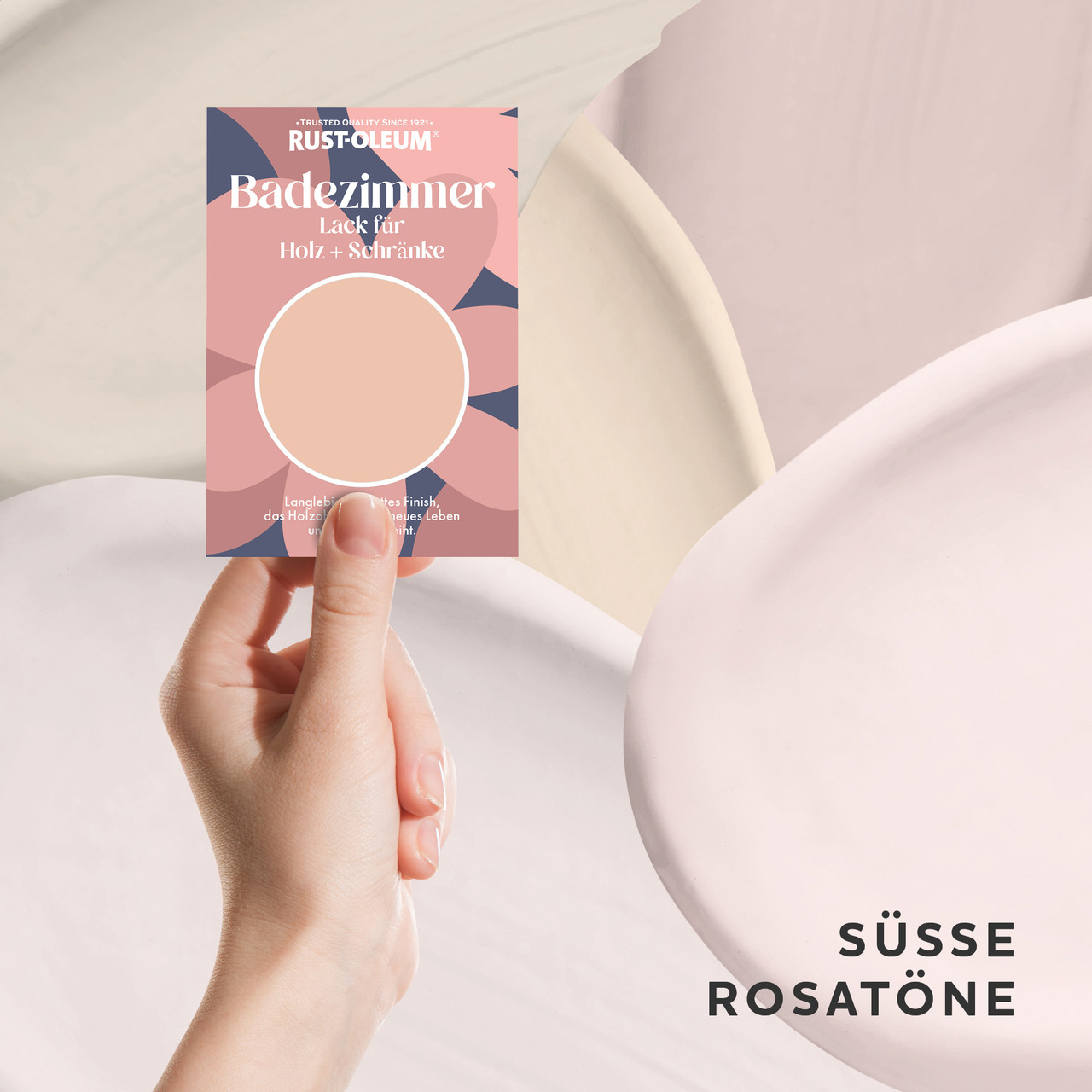 Badezimmer Holz und Schränke Testerbox  -  Süße Rosatöne