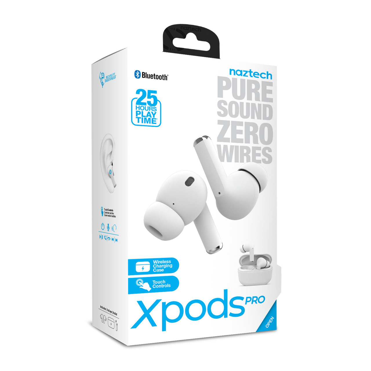 Naztech White Xpods Pro True Wireless Earbuds with Wireless Charging Case -  15-08487