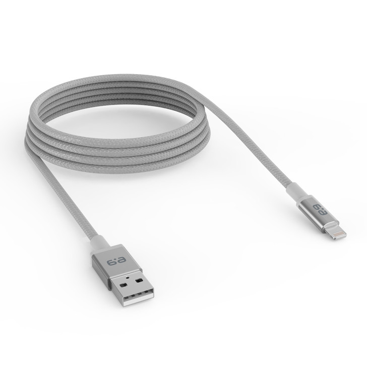 PureGear Space Grey (180cm) USB-A to Lightning Braided Charge and Sync Cable - 15-08799