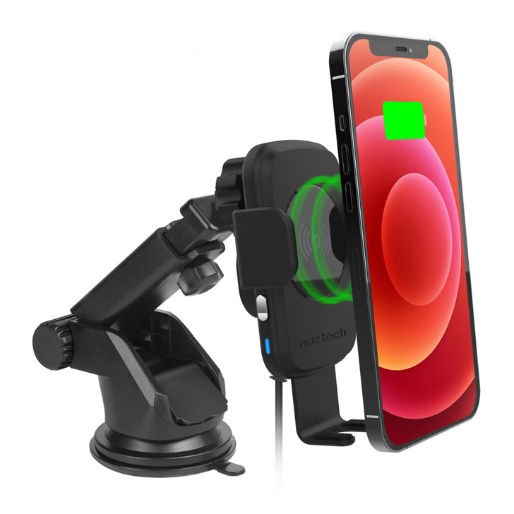 Naztech 15W Black Smart Grip Wireless Charging Car Mount w/ Vent Mount & Suction Mount - 15-09075