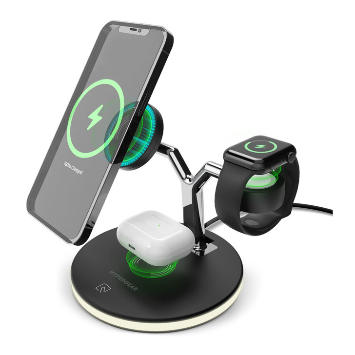 HyperGear 26W MaxCharge 3-in-1 Wireless Charging Stand Compatible