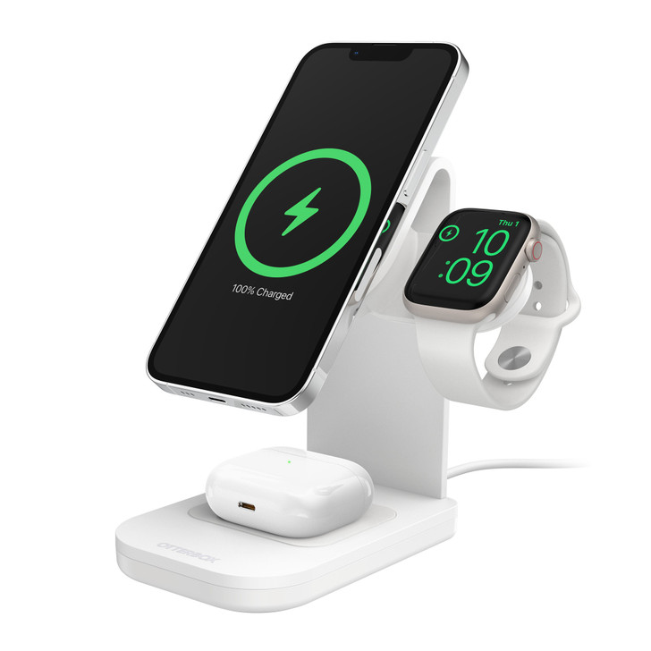 Otterbox 3-in-1 Charging Station Made for MagSafe w/ Apple Watch Charger + Airpods - White - 15-10678