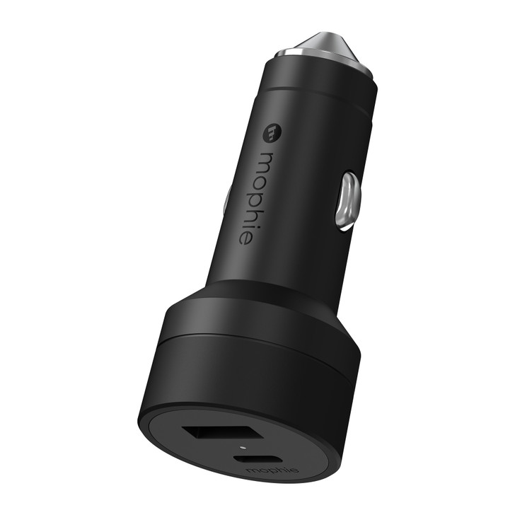 Mophie 42W Dual USB-A & USB-C Car Charger - Black - 15-11428