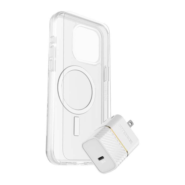 iPhone 15 Pro Max Otterbox Symmetry w/ Magsafe - Protection + Power Kit Bundle - Clear - 15-11604