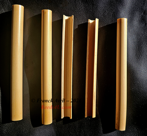 Send us your own diameter-selected but not yet Guillotined piece of cane, and we'll make a reed for you using OUR own staples - price, $31.25 per reed.