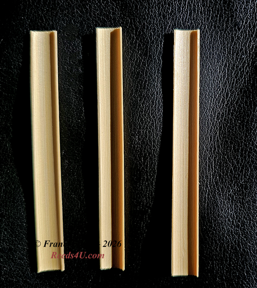 Send us your own Guillotined piece of cane, and we'll make a reed for you using OUR own staples - price, $30.50 per reed.