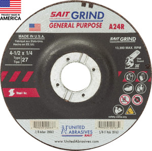 4-1/2" X 1/4" X 5/8"-11 A24R Grinding Wheel (20163)