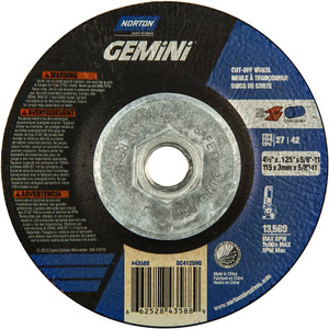 4-1/2" X .125" X 5/8"-11 Gemini Alu A AO Cut-Off Wheel (66252843588)