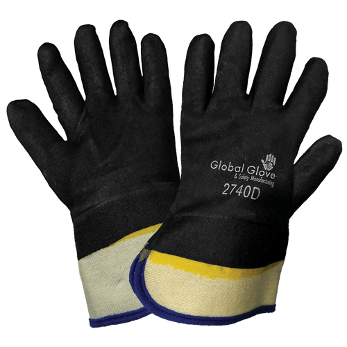 Black/Yellow PVC Dip Glove (2740D)