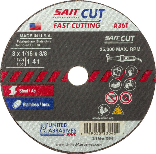 3" x 1/16" x 3/8" A36T Cut-Off Wheel (23040)