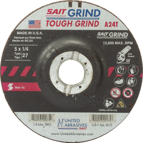 5" X 1/4" X 7/8" A24T Grinding Wheel (20075)