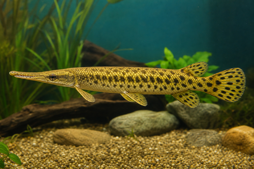 Golden Spotted Gar — Generated representative illustration. Not actual stock or measured-size evidence. LOP asset 012562c1-db67-4c80-bb08-f144b5943043