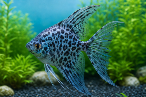 VEILTAIL LEOPARD ANGEL — Generated representative illustration. Not actual stock or measured-size evidence. LOP asset 81bb8c14-9bfb-436d-ab31-67ca98ce0e18