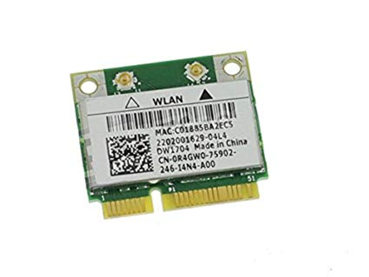 Dell Wireless DW1704 WLAN 802.11 b/g/n + Bluetooth Half-Height Mini-PCI Express Wifi Card - R4GW0