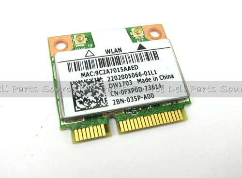 Dell DW1703 Wireless WLAN WiFi 802.11 b/g/n + Bluetooth Half-Height Mini-PCI Express Card - FXP0D