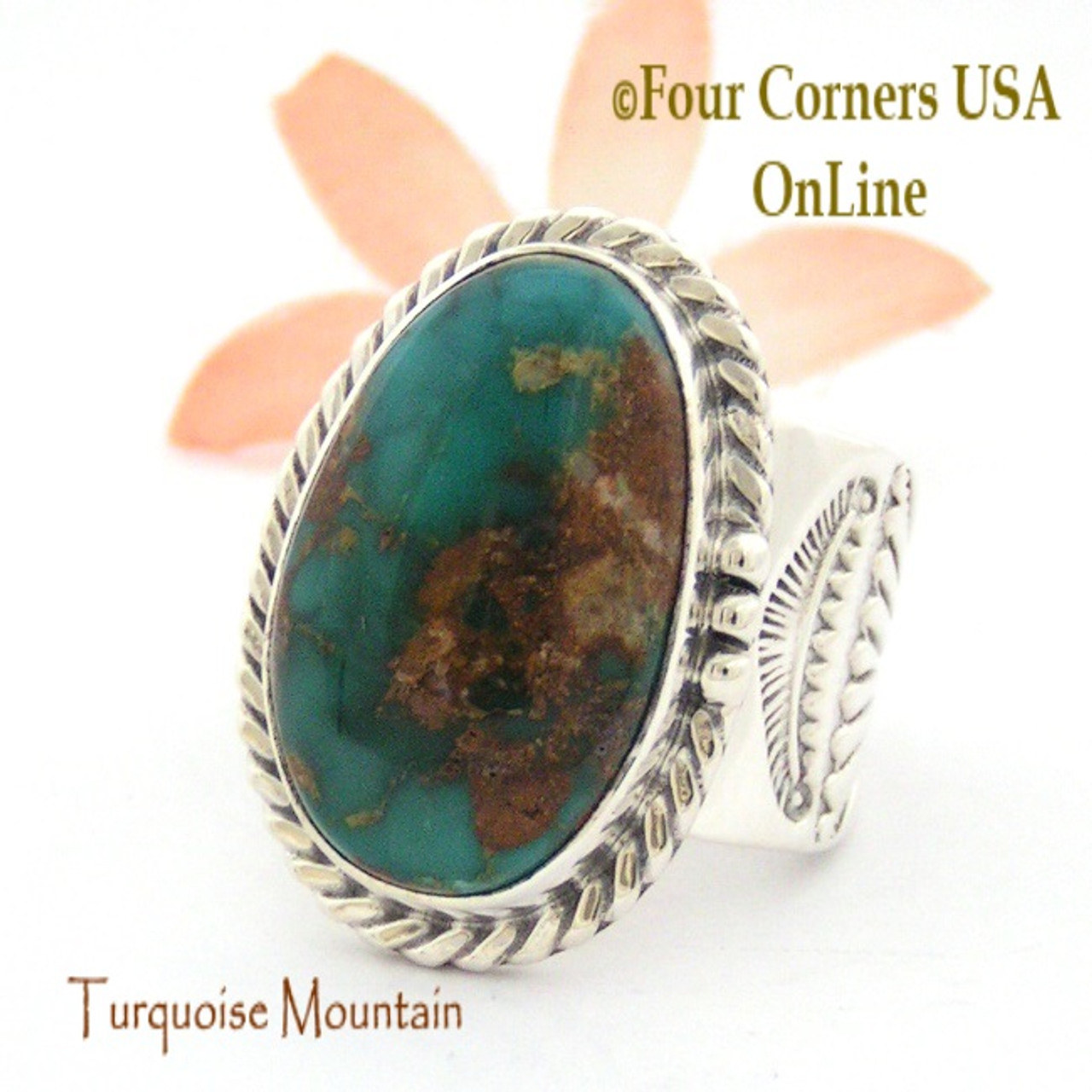 Size 12 3/4 Turquoise Mountain Turquoise Sterling Ring Navajo Artisan  Freddy Charley NAR-1646 Special Buy Final Sale