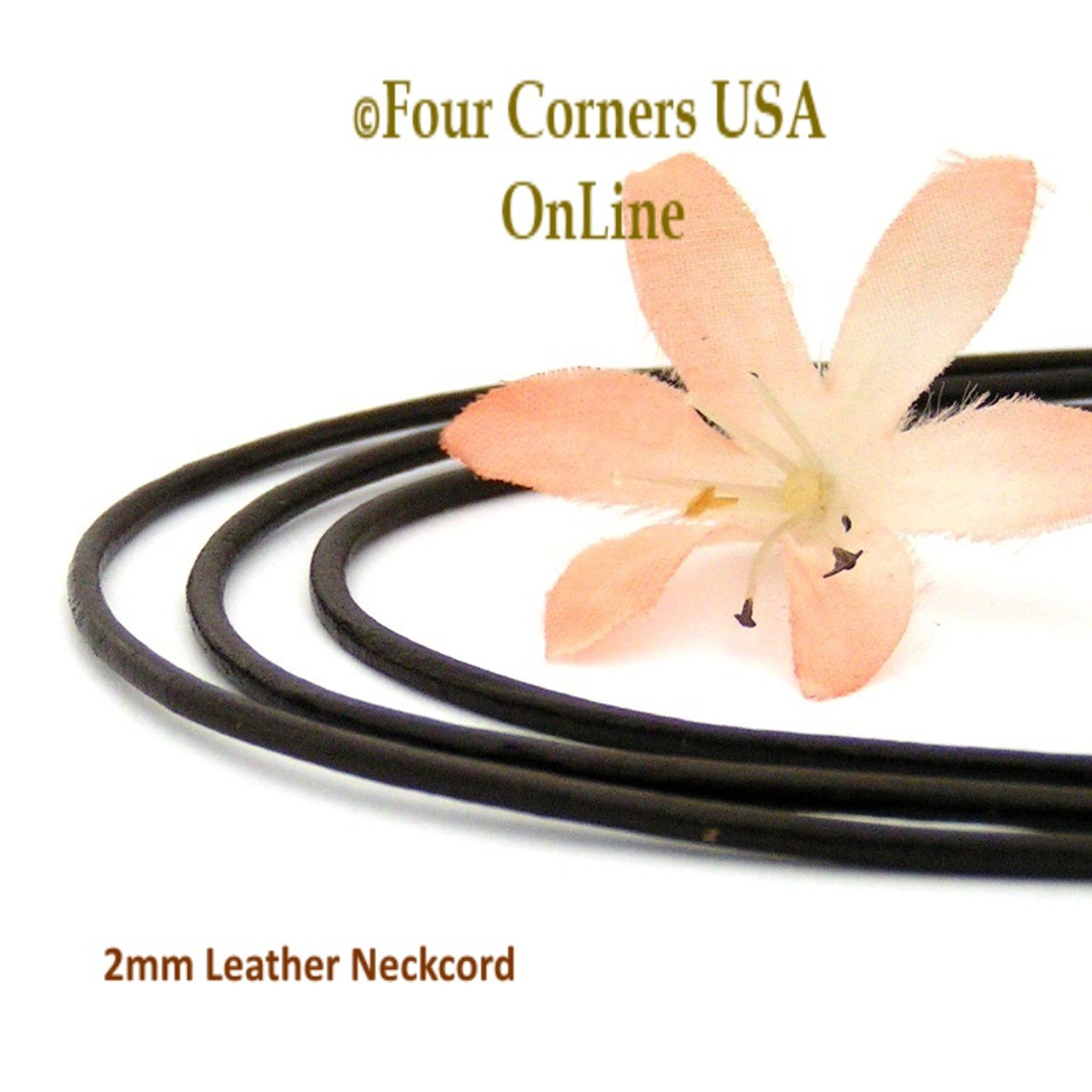 2mm Brown 20 Inch Leather Sterling Silver Necklace Cord FCN-1503-20  Closeout Final Sale - Four Corners USA Online