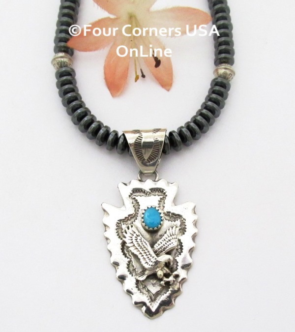 Navajo Mens Turquoise Jewelry Necklaces Arrowhead Eagle