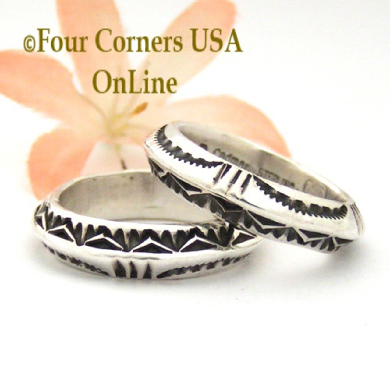 Size 10 Stamped Silver Band Ring Navajo Artisan Darrell Cadman NAR