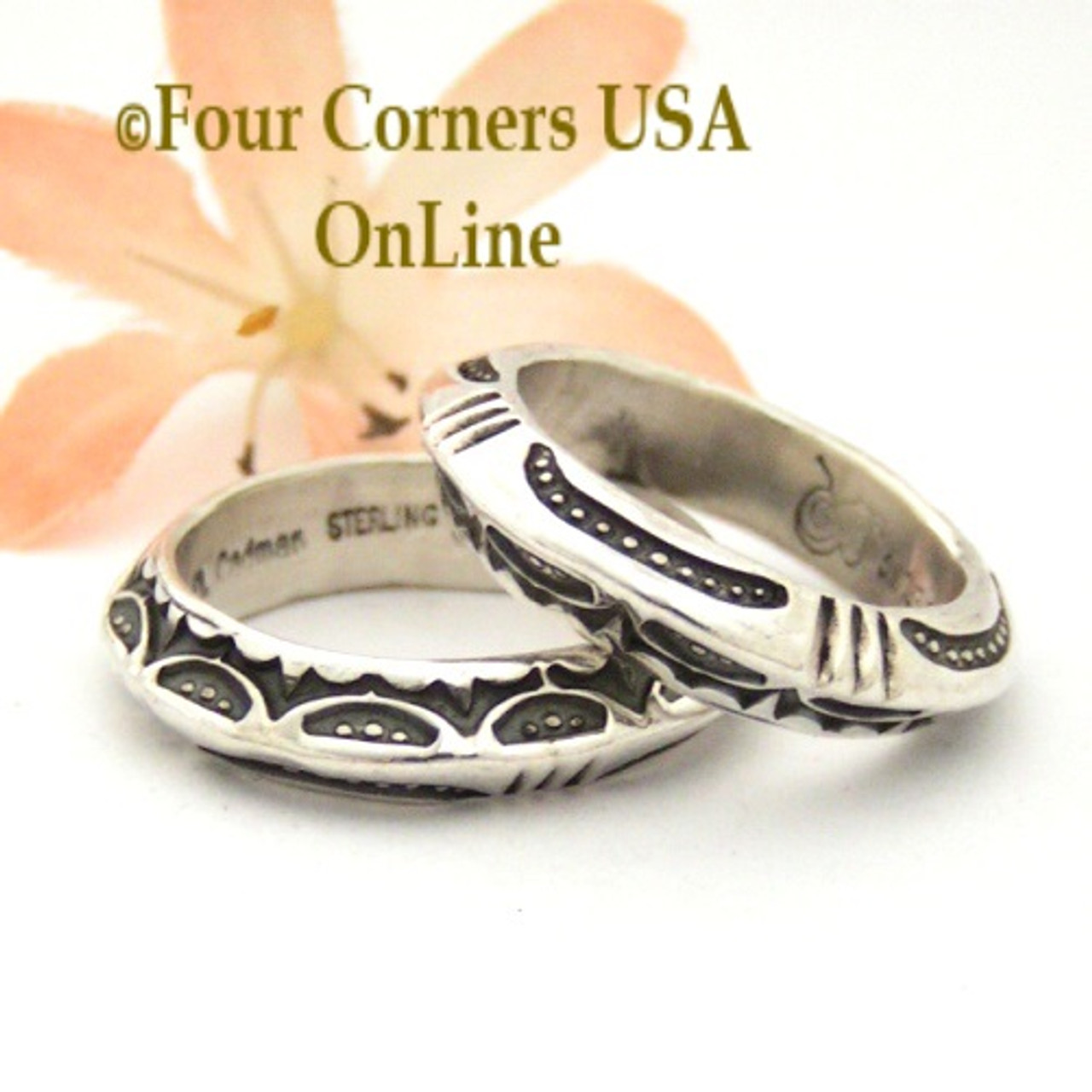 Size 9 3/4 Stamped Silver Band Ring Navajo Artisan Darrell Cadman  NAR-1808-975 Special Buy Final Sale