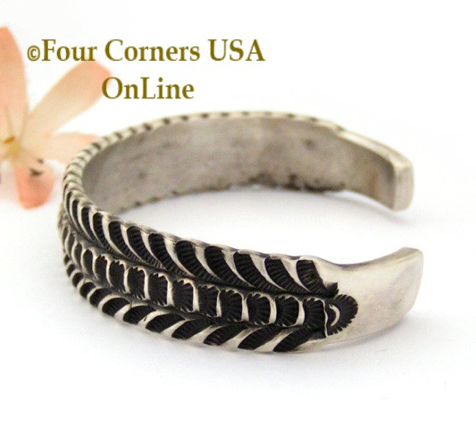 Stamped Silver Cuff Bracelet Navajo Emerson Bill Native American