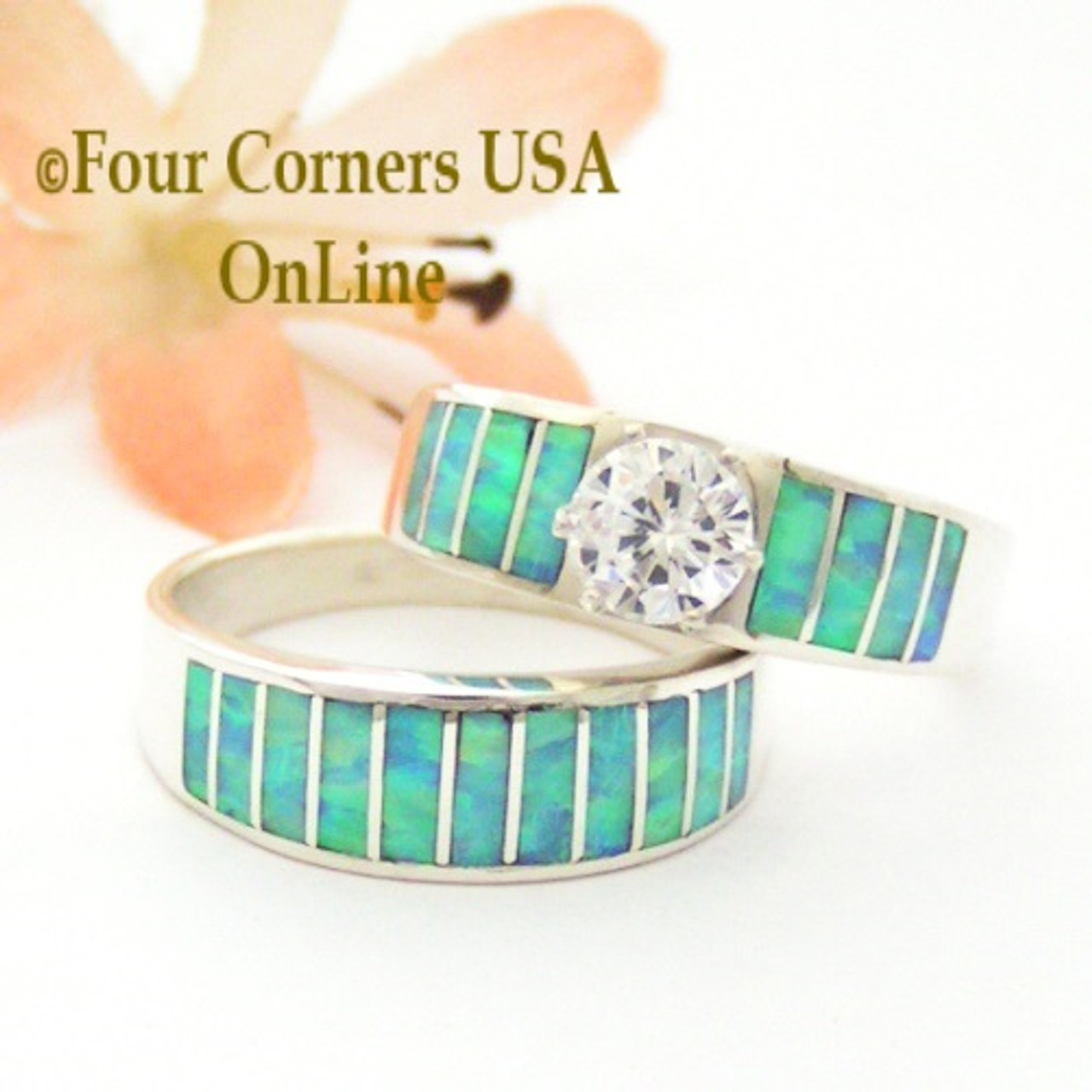 Blue fire opal engagement on sale rings