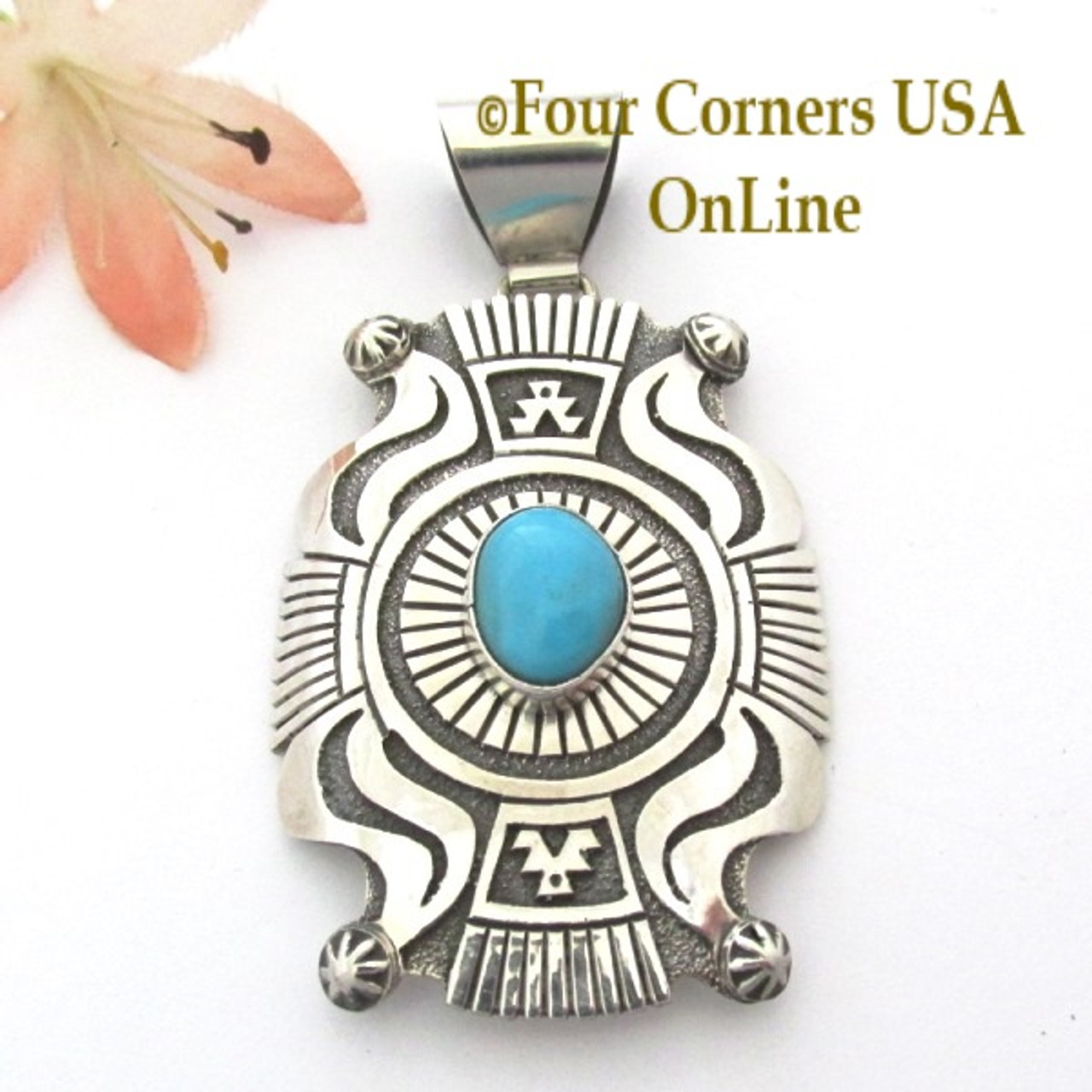 Shield Turquoise Sterling Overlay Pendant Navajo Gary Nez NAP1685 Special  Buy Final Sale