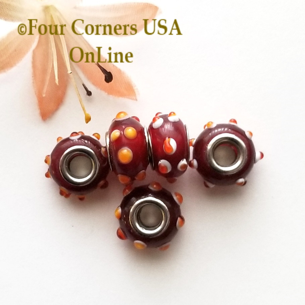 Large Hole Metal Lined Glass Beads 20 Unit Bulk Closeout Final Sale  BDZ-2050 - Four Corners USA Online