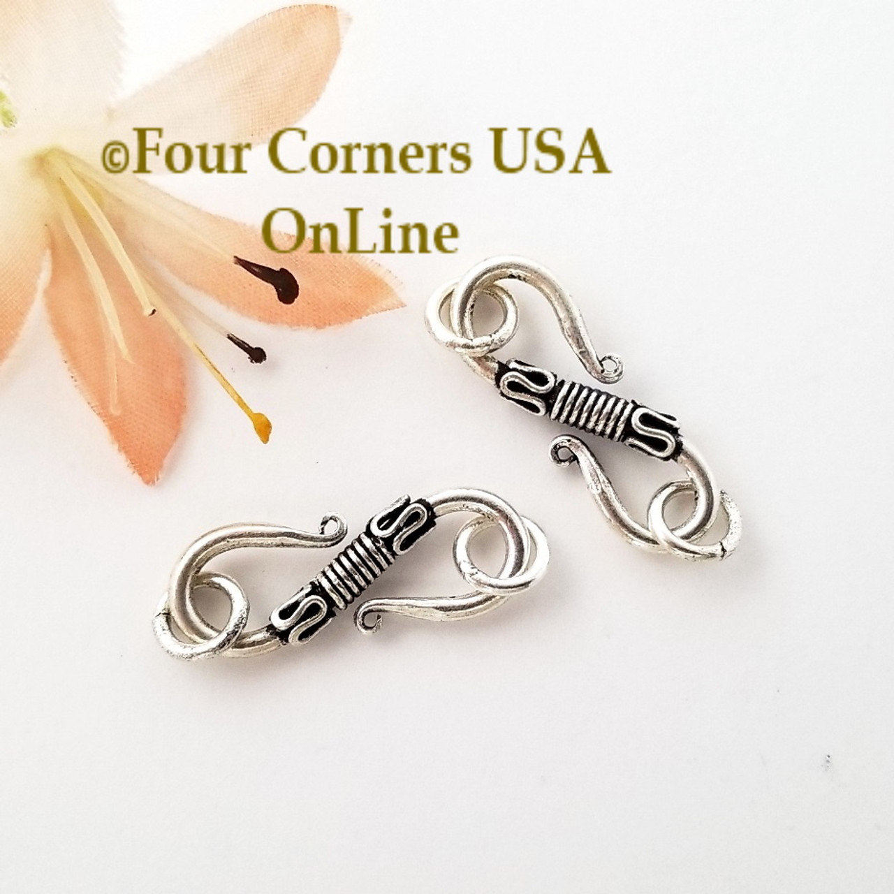 25mm S Hook Clasp Sterling over Copper 6 Clasps Closeout Buy Final