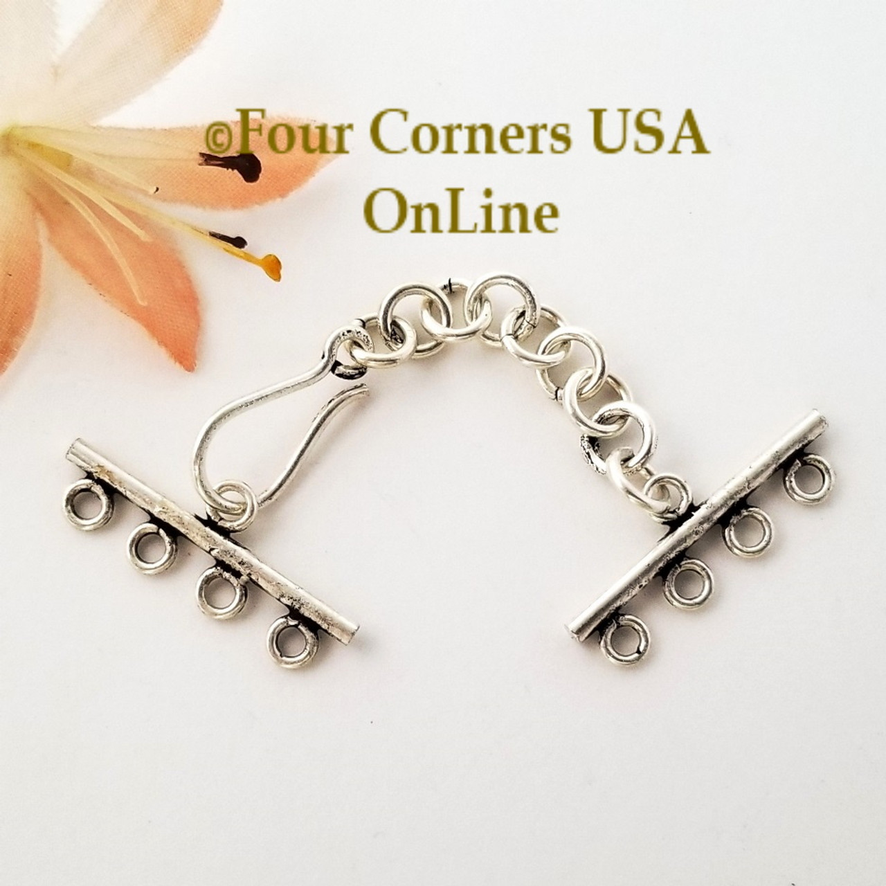 4 Strand Adjustable Hook Eye Clasp Sterling over Copper 4 Clasp Closeout  Final Sale BDZ-2089 - Four Corners USA Online